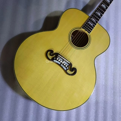 Consolidado a medida 43 pulgadas Jumbo Salón Guitarra acústica Arce de fuego Puente lateral de ébano proveedor