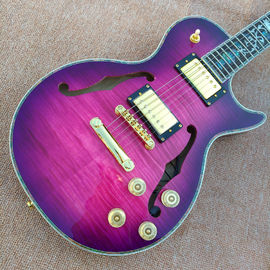 Flame Maple Top &amp; Back Guitarra eléctrica LP personalizada con la parte superior y posterior de unión de Abalone proveedor