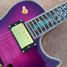 Flame Maple Top &amp; Back Guitarra eléctrica LP personalizada con la parte superior y posterior de unión de Abalone proveedor