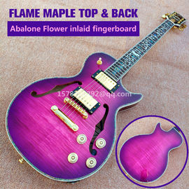 Flame Maple Top &amp; Back Guitarra eléctrica LP personalizada con la parte superior y posterior de unión de Abalone proveedor