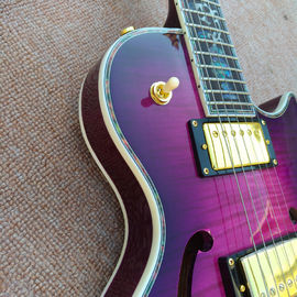Flame Maple Top &amp; Back Guitarra eléctrica LP personalizada con la parte superior y posterior de unión de Abalone proveedor