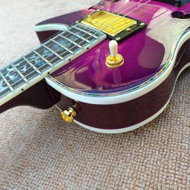 Flame Maple Top &amp; Back Guitarra eléctrica LP personalizada con la parte superior y posterior de unión de Abalone proveedor