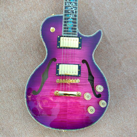 Flame Maple Top &amp; Back Guitarra eléctrica LP personalizada con la parte superior y posterior de unión de Abalone proveedor
