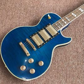 Venta al por mayor y de venta caliente OEM Custom azul L-P superme guitarra eléctrica proveedor