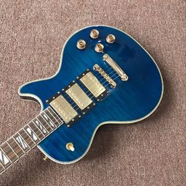 Venta al por mayor y de venta caliente OEM Custom azul L-P superme guitarra eléctrica proveedor