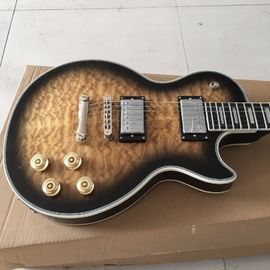 NUEVA Llegada Guitarra eléctrica personalizada con TonePros, Enlace de punta de cuchillo de cuchillo de ébano, Caparazón y espalda acolchados, en marrón proveedor