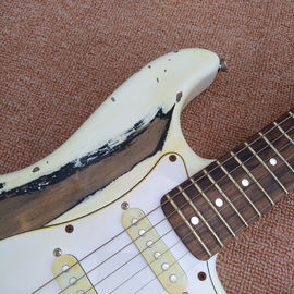 Nuevo estilo de alta calidad de reliquia permanece ST guitarra eléctrica, artesanal ST de edad reliquia guitarra eléctrica proveedor