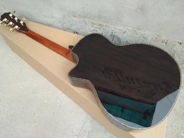 Guitarra acústica Chaylor de nuevo corte de cuerpo de 2018 Guitarra acústica eléctrica de punta sólida de abulón real proveedor