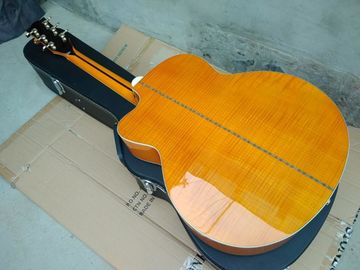 Alta calidad Amarillo 43 pulgadas Cutaway G200 guitarra acústica clásica,Fábrica Tigre Flame arce G200vs guitarra acústica proveedor