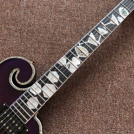 Guitarra eléctrica púrpura de diseño nuevo, con cáscara de mujer hermosa en el cuerpo, guitarras de 6 cuerdas, guitarra de alta calidad proveedor