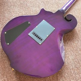 Guitarra eléctrica púrpura de diseño nuevo, con cáscara de mujer hermosa en el cuerpo, guitarras de 6 cuerdas, guitarra de alta calidad proveedor