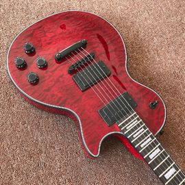 Guitarra eléctrica nueva a medida Color rojo de venta caliente Guitarra eléctrica de 6 cuerdas Guitarras con unión negra y hardware negro proveedor