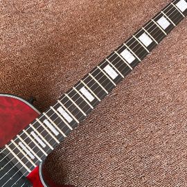 Guitarra eléctrica nueva a medida Color rojo de venta caliente Guitarra eléctrica de 6 cuerdas Guitarras con unión negra y hardware negro proveedor