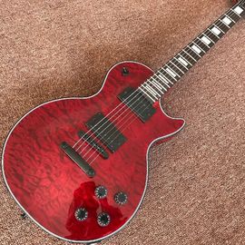 Guitarra eléctrica nueva a medida Color rojo de venta caliente Guitarra eléctrica de 6 cuerdas Guitarras con unión negra y hardware negro proveedor
