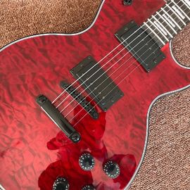 Guitarra eléctrica nueva a medida Color rojo de venta caliente Guitarra eléctrica de 6 cuerdas Guitarras con unión negra y hardware negro proveedor