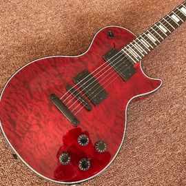 Guitarra eléctrica nueva a medida Color rojo de venta caliente Guitarra eléctrica de 6 cuerdas Guitarras con unión negra y hardware negro proveedor