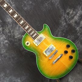LP Guitarra eléctrica personalizada, cabeza y cuerpo con tapa de arce ardiente proveedor