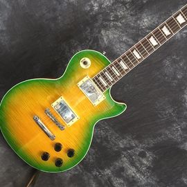 LP Guitarra eléctrica personalizada, cabeza y cuerpo con tapa de arce ardiente proveedor