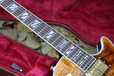 Dispositivo doble Tiger Flame Maple superior LP supremo Guitarra eléctrica hardware dorado proveedor