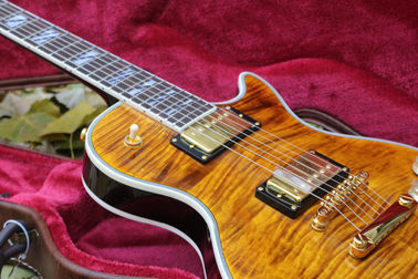 Dispositivo doble Tiger Flame Maple superior LP supremo Guitarra eléctrica hardware dorado proveedor