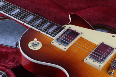 R9 Vos personalizado Tiger Flame Maple top LP Guitarra eléctrica hardware de plata proveedor