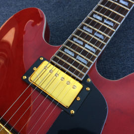 Guitarra eléctrica de jazz de cuerpo hueco de alta calidad, agujeros doble F Guitarra eléctrica de cuerpo rojo y espalda proveedor