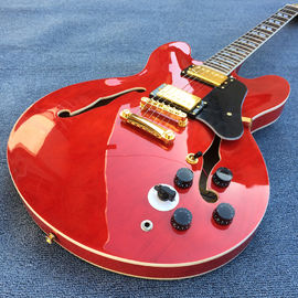 Guitarra eléctrica de jazz de cuerpo hueco de alta calidad, agujeros doble F Guitarra eléctrica de cuerpo rojo y espalda proveedor