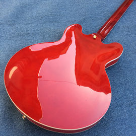 Guitarra eléctrica de jazz de cuerpo hueco de alta calidad, agujeros doble F Guitarra eléctrica de cuerpo rojo y espalda proveedor