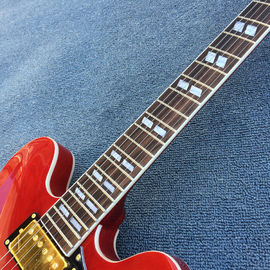 Guitarra eléctrica de jazz de cuerpo hueco de alta calidad, agujeros doble F Guitarra eléctrica de cuerpo rojo y espalda proveedor