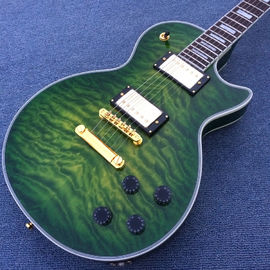 Guitarra eléctrica LP personalizada de Chibson, Guitarra eléctrica Green Flame Maple Top con hardware de oro proveedor