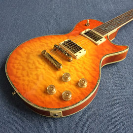 Guitarra eléctrica LP personalizada de Chibson, Flame Maple Top guitarra eléctrica con hardware de oro proveedor