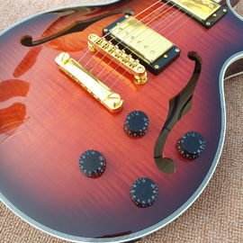 Guitarra eléctrica con agujeros F, Flame Maple Top &amp; Back LP Guitarra eléctrica proveedor