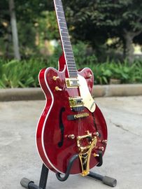 Tienda personalizada ES-335 F jazz de cuerpo hueco Guitarra eléctrica de 6 cuerdas guitarra roja con sistema de vibración de hardware de oro proveedor