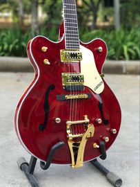 Tienda personalizada ES-335 F jazz de cuerpo hueco Guitarra eléctrica de 6 cuerdas guitarra roja con sistema de vibración de hardware de oro proveedor