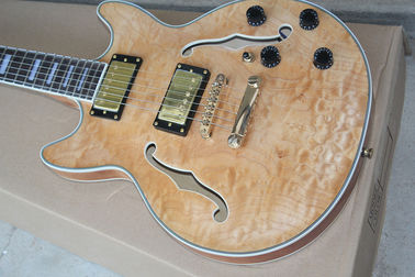 Guitarra eléctrica de madera, cuerpo de arce, hardware de oro. proveedor