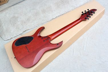 Guitarra eléctrica Alder de 7 cuerdas marrón personalizada con carilla de burl, 24 trastes, 2 pastillas abiertas, unión blanca proveedor