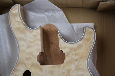 Kit de guitarra eléctrica semi-hueca personalizado ((Partes con cuerpo de caoba y cuello, carilla de arce de llama, hardware cromado, guitarra DIY) proveedor