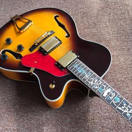 Cuerpo hueco JAZZ L5 guitarra eléctrica amarilla de arce top guitarra de jazz, agujero doble F proveedor