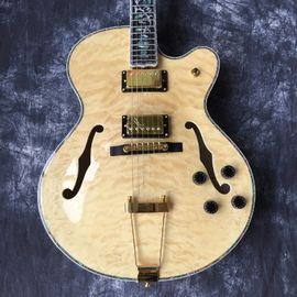 Alta calidad, color jazz L5 guitarra eléctrica, madera, rocker de oro, mosaico de flores de la pizarra. proveedor