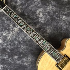 Alta calidad, color jazz L5 guitarra eléctrica, madera, rocker de oro, mosaico de flores de la pizarra. proveedor