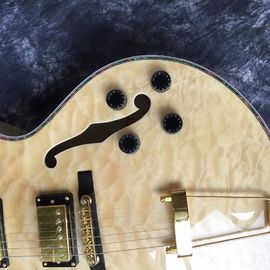 Alta calidad, color jazz L5 guitarra eléctrica, madera, rocker de oro, mosaico de flores de la pizarra. proveedor
