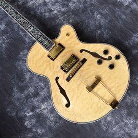 Alta calidad, color jazz L5 guitarra eléctrica, madera, rocker de oro, mosaico de flores de la pizarra. proveedor