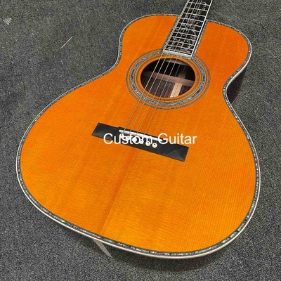 39&quot; de madera sólida de rosa de lado trasero guitarra acústica de ébano Fretboard Abalone incrustaciones en pintura amarilla proveedor