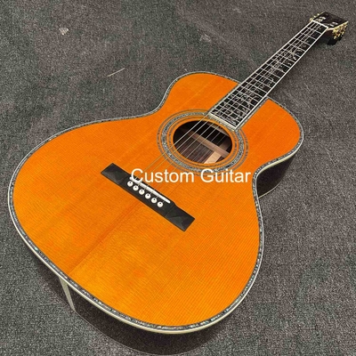 39&quot; de madera sólida de rosa de lado trasero guitarra acústica de ébano Fretboard Abalone incrustaciones en pintura amarilla proveedor