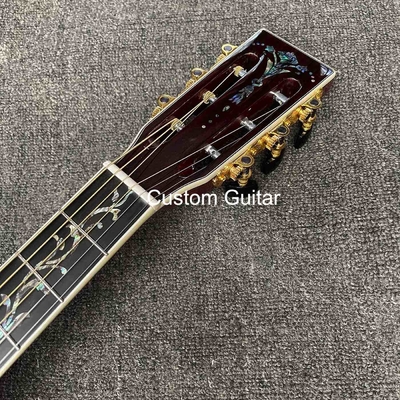 39&quot; de madera sólida de rosa de lado trasero guitarra acústica de ébano Fretboard Abalone incrustaciones en pintura amarilla proveedor