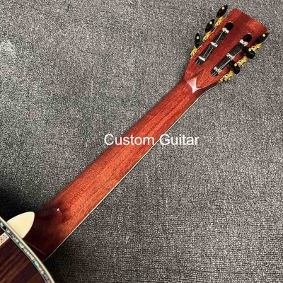 39&quot; de madera sólida de rosa de lado trasero guitarra acústica de ébano Fretboard Abalone incrustaciones en pintura amarilla proveedor