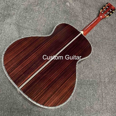 39&quot; de madera sólida de rosa de lado trasero guitarra acústica de ébano Fretboard Abalone incrustaciones en pintura amarilla proveedor