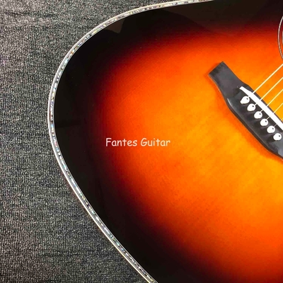 Cocobolo Solid Custom Reverso Real Abalone Inlay D Cuerpo Dreadnought Guitarra acústica en color Sunburst proveedor