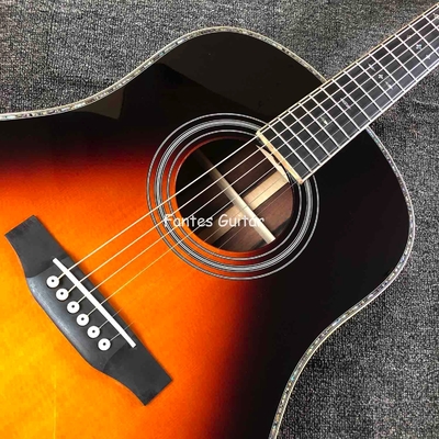 Cocobolo Solid Custom Reverso Real Abalone Inlay D Cuerpo Dreadnought Guitarra acústica en color Sunburst proveedor
