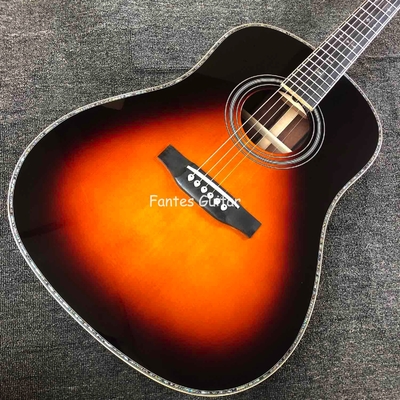 Cocobolo Solid Custom Reverso Real Abalone Inlay D Cuerpo Dreadnought Guitarra acústica en color Sunburst proveedor